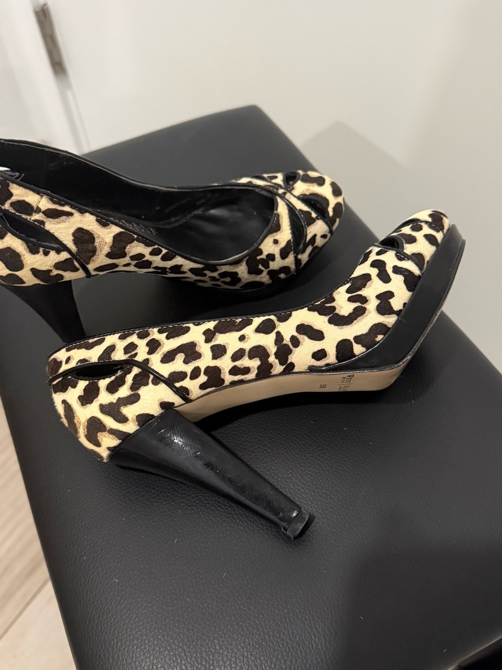 White House Black Market Leopard Print Platform Pumps - Black Trim
